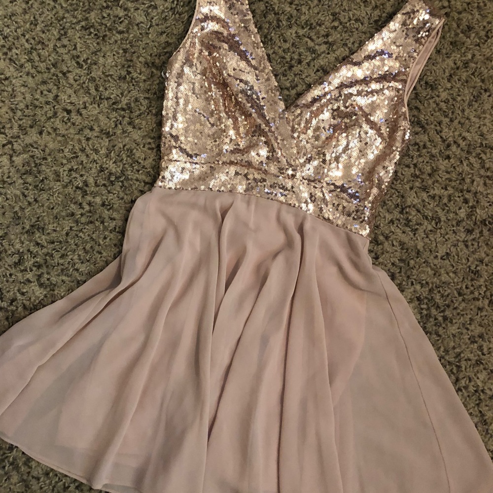 Lulus Sequin, Rose Gold Mini
